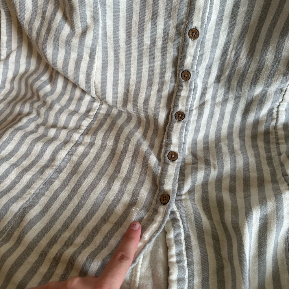 Faherty Cream and Tan Striped Linen Maxi Dress with Tie Straps - Picture 15 of 16